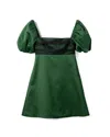 Viktor & Rolf Mini Dress With Lego Of Mutton Sleeves And Bow Detail In Green