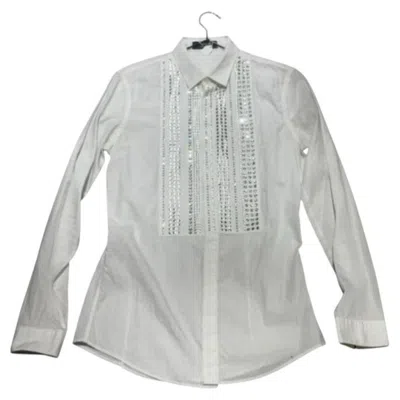 Pre-owned Viktor & Rolf Monsieur Studded White Crystal Embellished Formal Shirt Size S