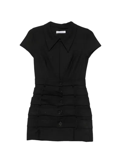 Viktor & Rolf Multi-layer Buttoned Mini Dress In Blue