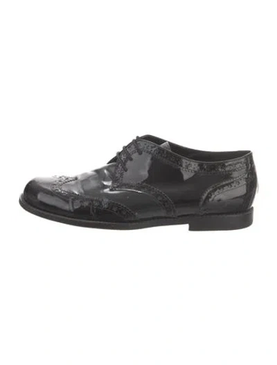 Pre-owned Viktor & Rolf Patent Leather Cutout Accent Oxfords In Black