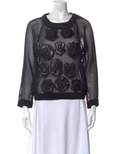 Pre-owned Viktor & Rolf Patterned Crew Neck Top In Black