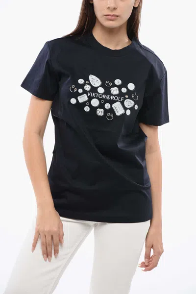 Viktor & Rolf Piercing-detail Graphic-print T-shirt In Black