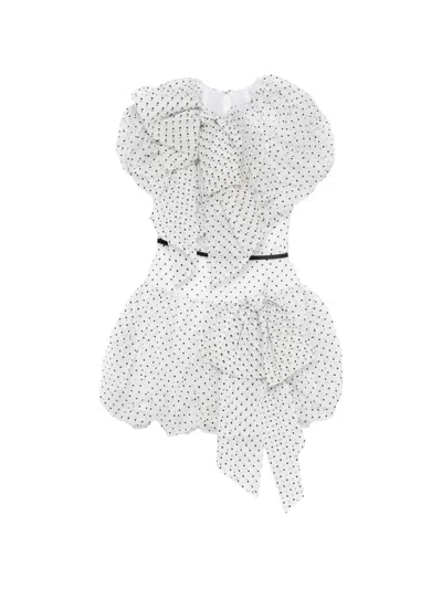 Viktor & Rolf Pumpkin Polka-dot Mini Dress In White