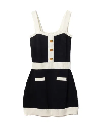 Viktor & Rolf Ribbed Knit Colorblock Dress In Black