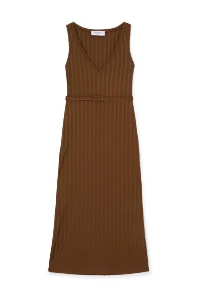 Viktor & Rolf Ribbed Knit Dress In Brown