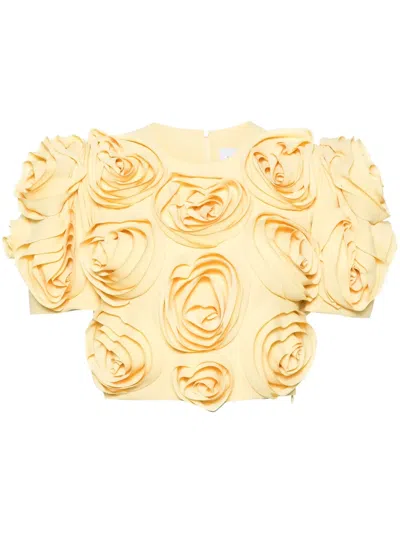 Viktor & Rolf Rose-appliqué Cropped Top In Gelb