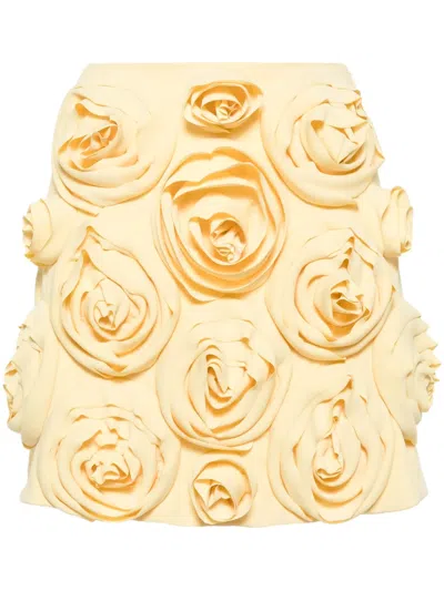 Viktor & Rolf Minirock Mit Rosenapplikation In Gelb