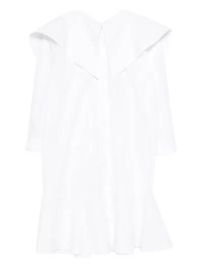 Viktor & Rolf 러플 셔츠 미디 드레스 In White