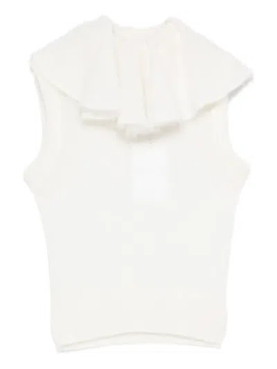 Viktor & Rolf Ruffled Sleeveless Top In White