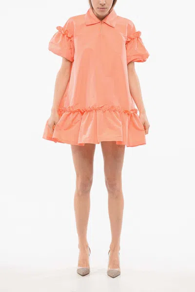 Viktor & Rolf Ruffle-trim Short-puff Sleeve Minidress In Orange