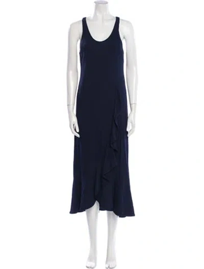 Pre-owned Viktor & Rolf Scoop Neck Midi Length Dress In Blue