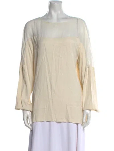 Pre-owned Viktor & Rolf Silk Bateau Neckline Blouse In Neutral