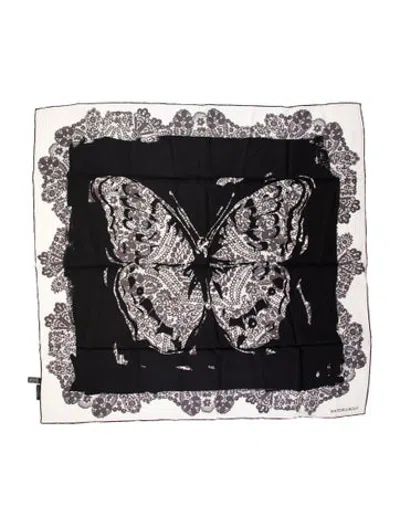 Pre-owned Viktor & Rolf Silk Lace Pattern Scarf In Black