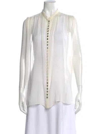 Pre-owned Viktor & Rolf Silk Long Sleeve Blouse In White