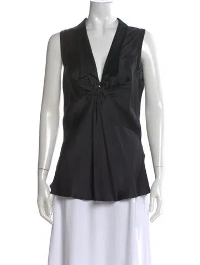 Pre-owned Viktor & Rolf Silk V-neck Top In Black
