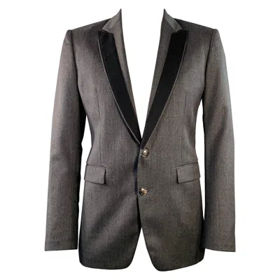 Pre-owned Viktor & Rolf Size 42 Regular Black Charcoal Wool Peak Lapel Sport Coat