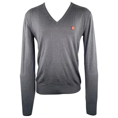 Pre-owned Viktor & Rolf Size M Grey Knit V-neck Pullover In Gray