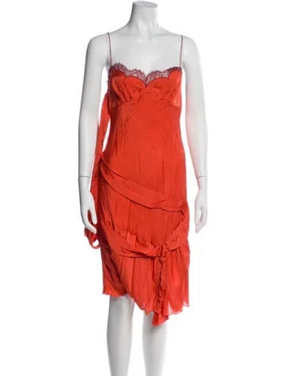 Pre-owned Viktor & Rolf Strapless Midi Length Dress In Orange