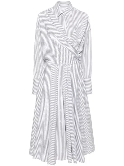 Viktor & Rolf Striped Shirt Wrap Maxi Dress In 白色