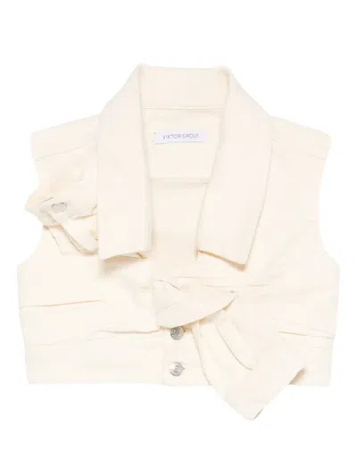 Viktor & Rolf Tie-detail Top In White