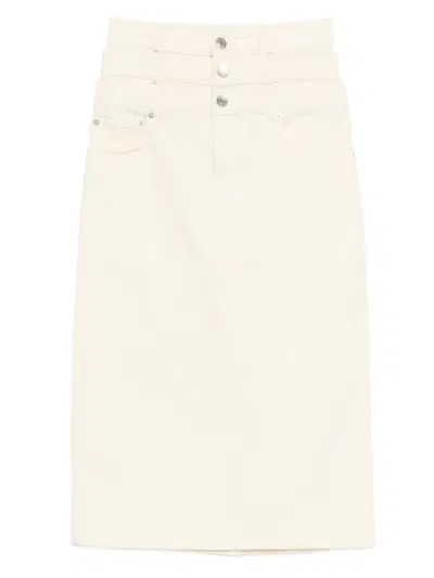 Viktor & Rolf Triple Layer Denim Midi Skirt In White