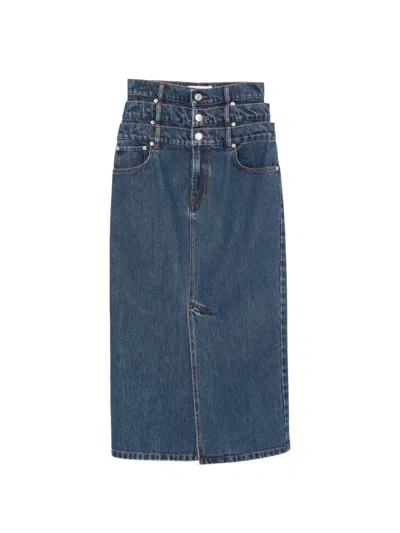 Viktor & Rolf Jeans-maxirock Im Layering-look In Blue