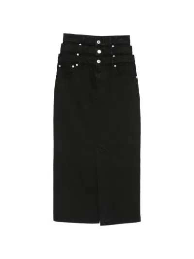 Viktor & Rolf Jeans-maxirock Im Layering-look In Black