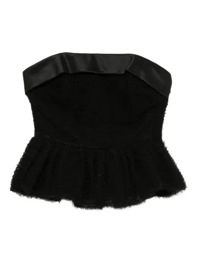 Viktor & Rolf Tulle Ruffle Strapless Top In Black