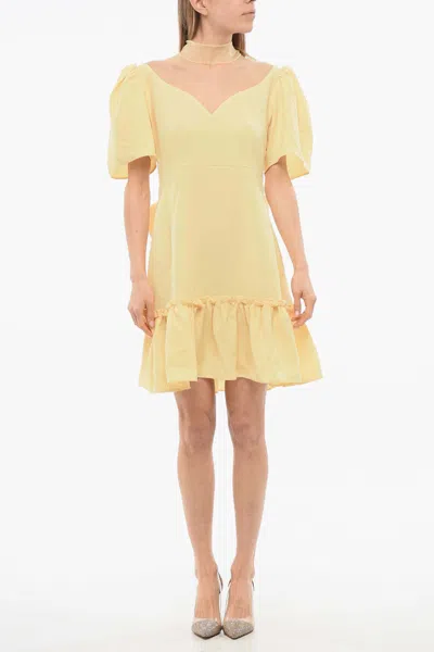 Viktor & Rolf Tulle-panel Neck Minidress In Yellow