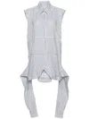 Viktor & Rolf Upside Down Striped Shirtdress In 白色