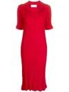Viktor & Rolf Gestricktes Midikleid Mit V-ausschnitt In Rot