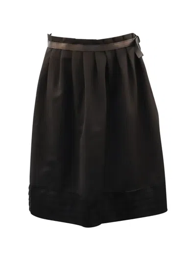 Pre-owned Viktor & Rolf Vintage Belted Pleated Skirt In Black