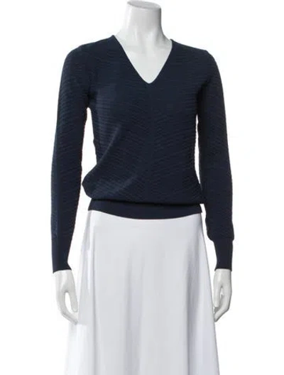 Pre-owned Viktor & Rolf V-neck Long Sleeve Top In Blue