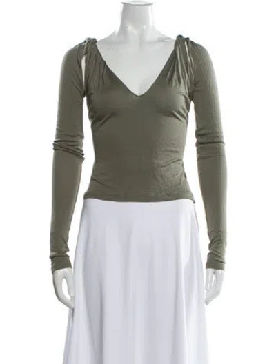 Pre-owned Viktor & Rolf V-neck Long Sleeve Top In Green