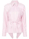 Viktor & Rolf Volant Open Back Striped Shirt In 红色