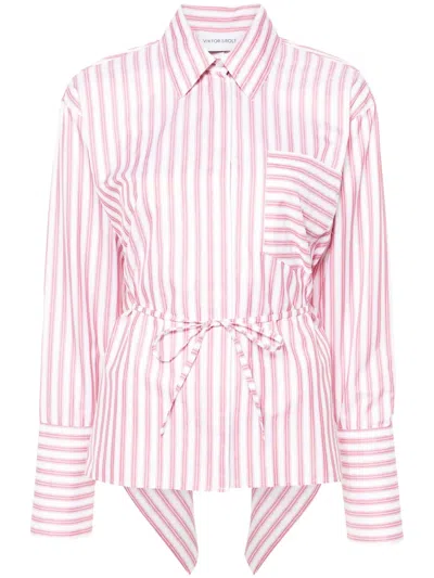 Viktor & Rolf Volant Open Back Striped Shirt In 红色