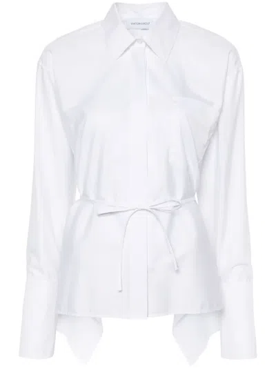 Viktor & Rolf Volant Open Back Tied Shirt In 白色