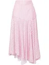 Viktor & Rolf Volant Striped Asymmetric Skirt In 白色