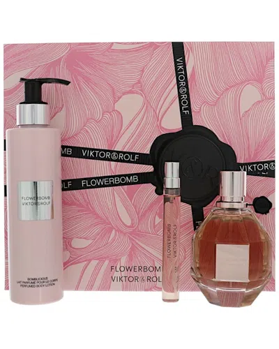 Viktor & Rolf Viktor&rolf Women's 3pc Flowerbomb Gift Set In Pink
