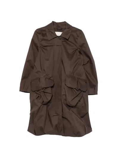 Viktor & Rolf X Pleated-pocket Coat In Brown