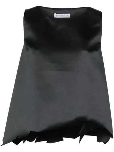 Viktor & Rolf Raw-cut Hem Top In 黑色