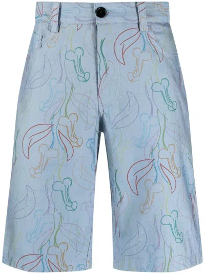 Viktor & Rolf All-over Print Knee-length Shorts In Blau