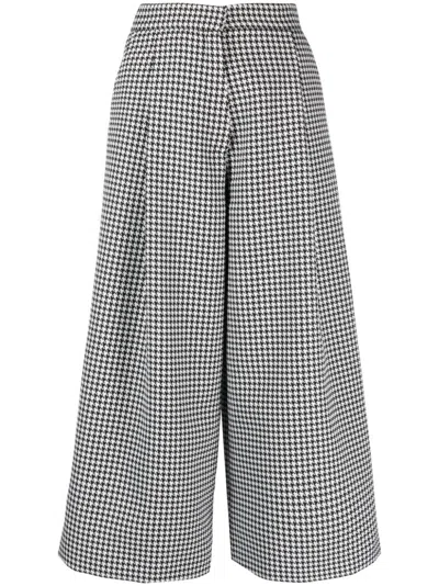 Viktor & Rolf Cropped Flared Trousers In 22 Houndstooth