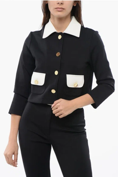 Viktor & Rolf Cropped Overshirt With Flap Pockets In Black