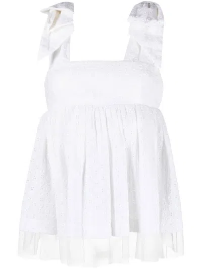 Viktor & Rolf Flared Sleeveless Blouse In White