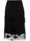 Viktor & Rolf Floral Embroidery Midi Skirt In Black