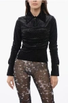 Viktor & Rolf Gathered Waist Velour Glittered Top