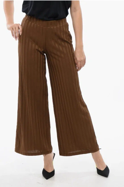 Viktor & Rolf High-waisted Wide-fit Ribbed Pants In Brown