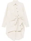 Viktor & Rolf Knotted Mini Shirt Dress In Neutrals