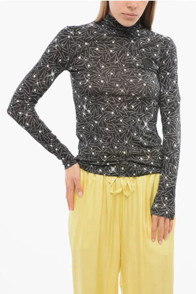 Viktor & Rolf Logoed Turtleneck Top In Gold